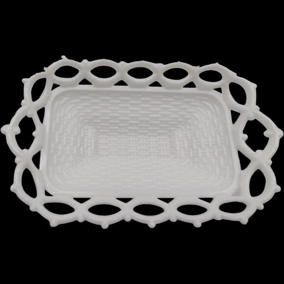 Westmoreland White Milk Glass Raised Wing Swan on Lacy Base Vintage Serving Dish - Picture 13 of 15